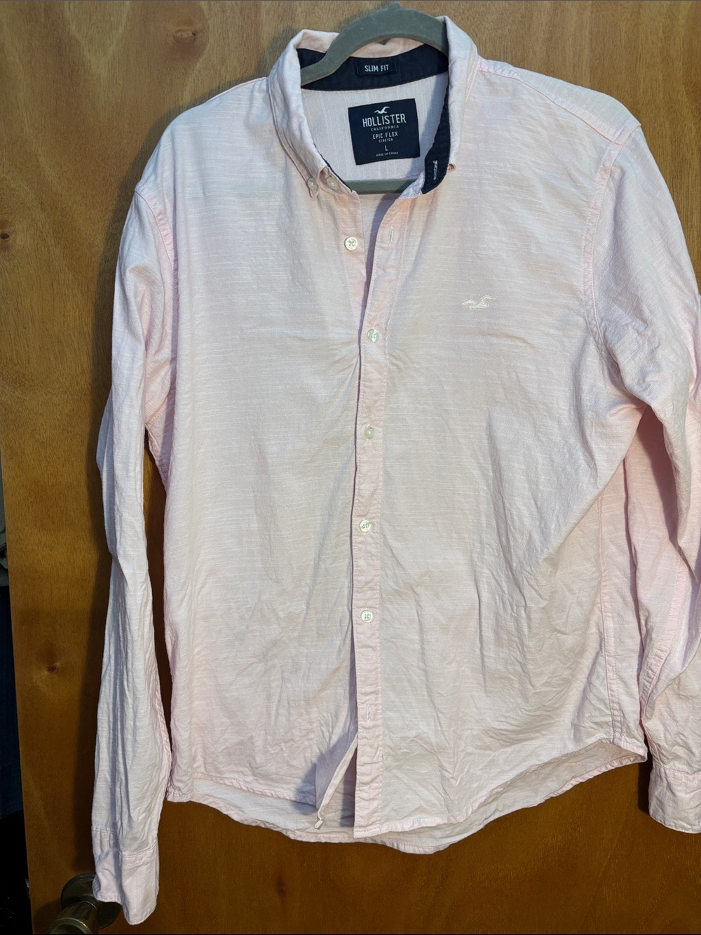 Hollister Men's Light Pink Epic Flex Stretch slim fit Button-Down Shirt